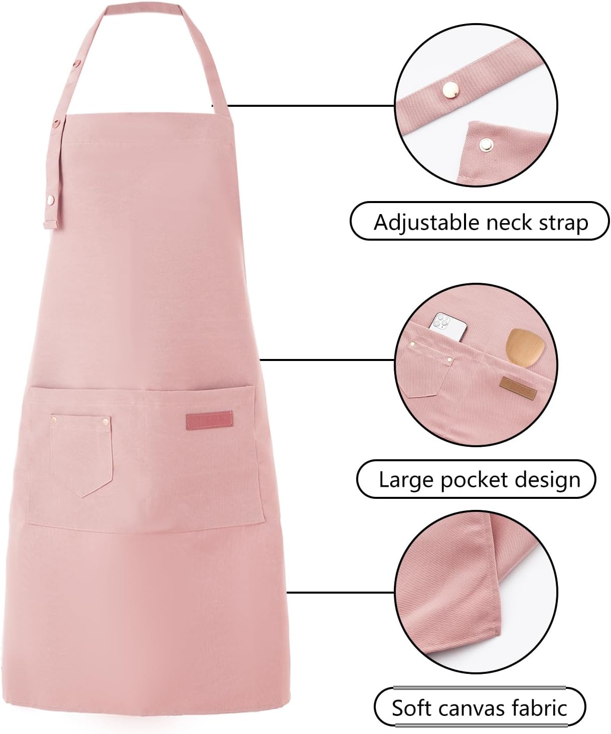 Tosewever Art Aprons for Women Painting Pottery Baking, Mens Buckle Straps Kitchen Apron with Pockets for Chef Cooking