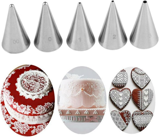 Cake Decorating Set, 5 Pieces Stainless Steel Icing Piping Nozzles Tips Kit - Christmas Holiday Birthday Anniversary Wedding Cupcakes Cakes Cookies Dessert Candy Pastry DIY Making Tools #5