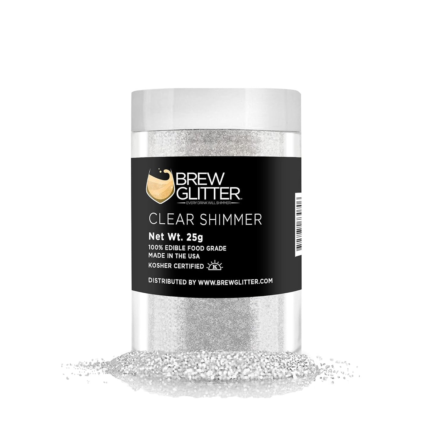 Clear Shimmer BREW GLITTER Edible Glitter For Drinks, Cocktails, Beer, Garnish Glitter & Beverages | KOSHER & HALAL Certified | 100% Edible & Food Grade | Vegan, Gluten, Nut Free (25g, Clear Shimmer)