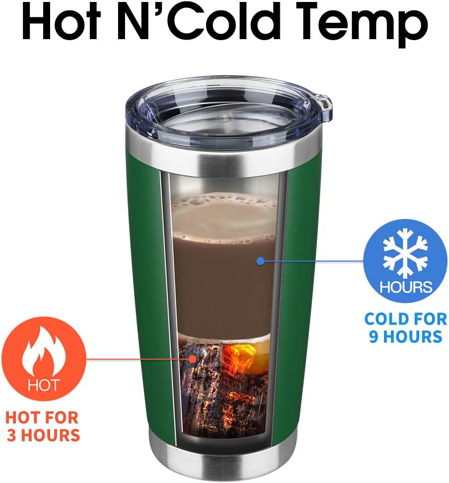 20oz Tumbler Bulk Stainless Steel Vacuum Insulated Tumblers with Lid Double Wall Travel Mug, Powder Coated Coffee Cup, Suitable for Ice Drinks and Hot Beverage (Dark green 6pack)