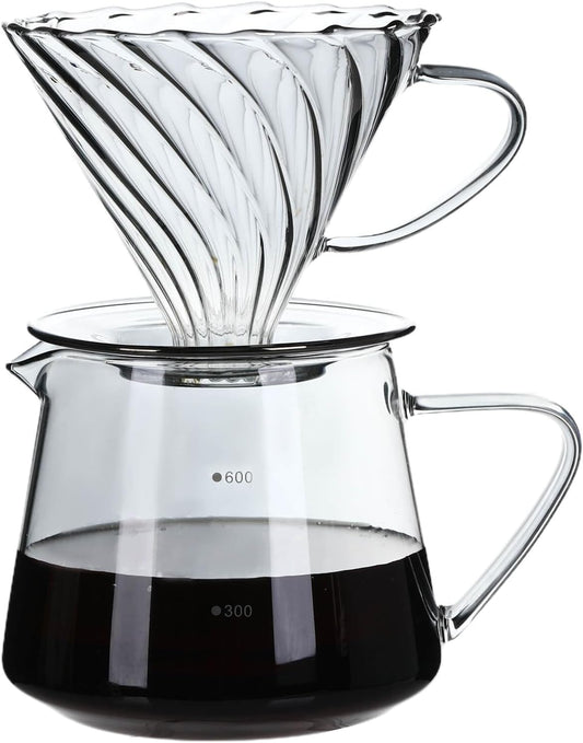 Unbreakable - Pour Over Coffee Maker 750ML/25OZ, Heat Resistant Borosilicate Glass Dripper with Filter Holder, BPA-Free Manual Coffee Brewer for Home and Office Use