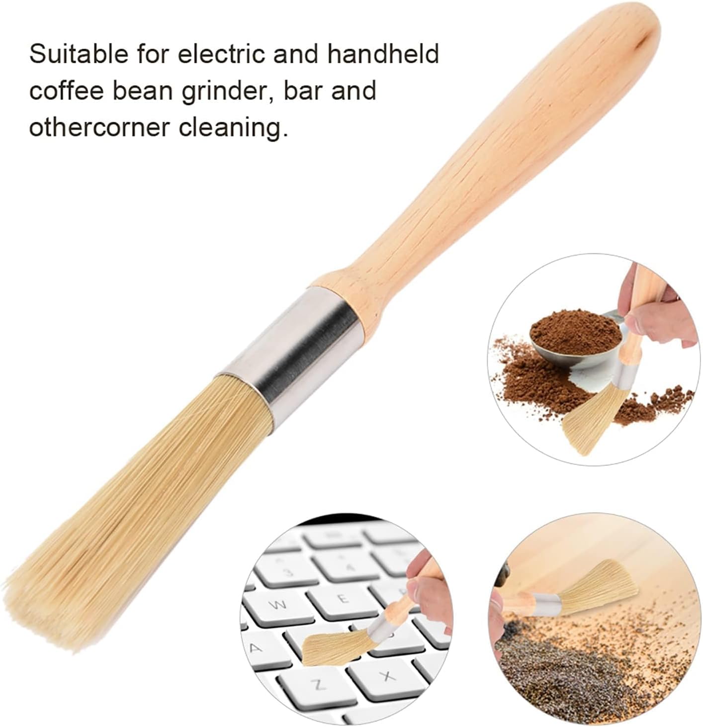 Coffee Grinder Cleaning Brush, Espresso Cleaning Brush Wooden Handle Espresso Machine Brush Cleaner Tool for Bean Grain Coffee Tool Home Kitchen