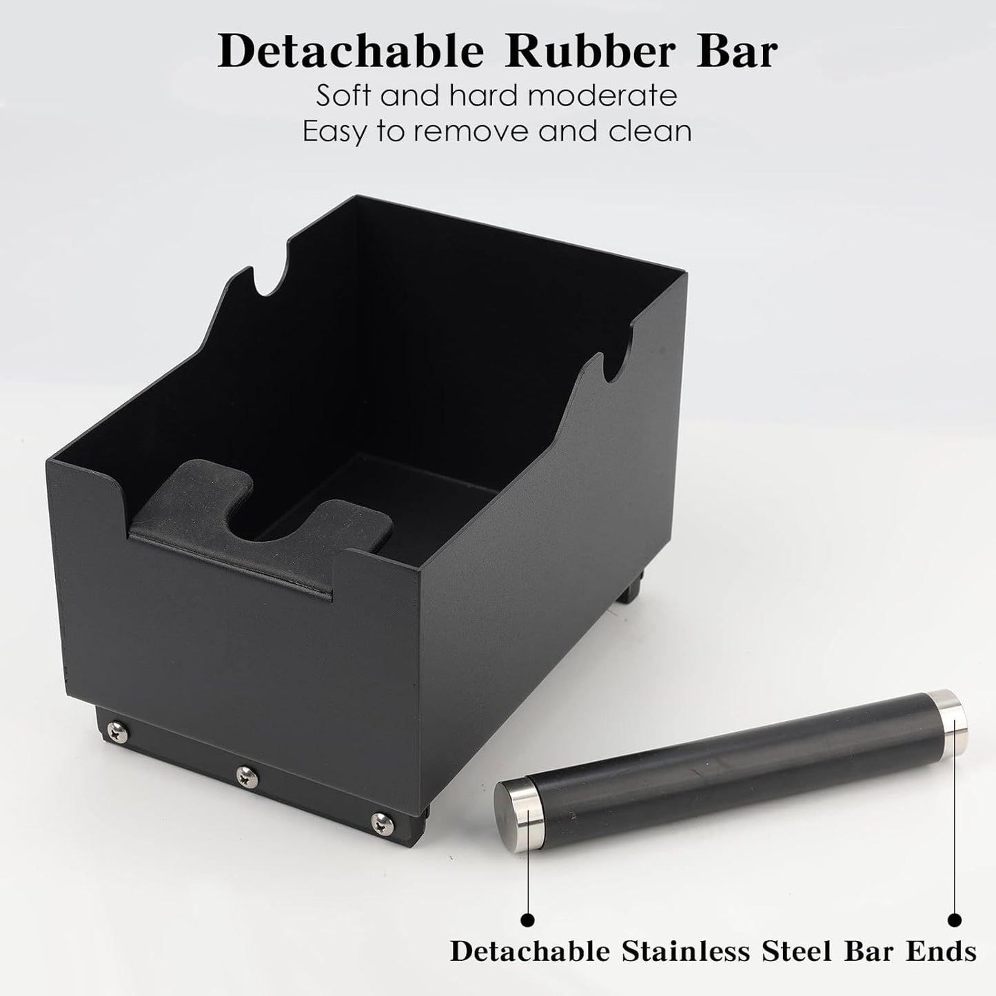 Espresso Knock Box, Stainless Steel Coffee Bag Container, With Steel Bracket And Noise Reducing Rubber Ring (Rectangle L-No base)