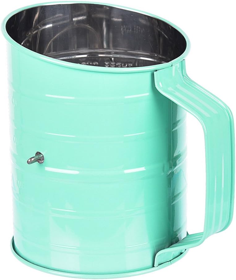 MaMix Stainless Steel Baking Hand Crank Flour Sifter with 2 Wire Agitator 3 Cup