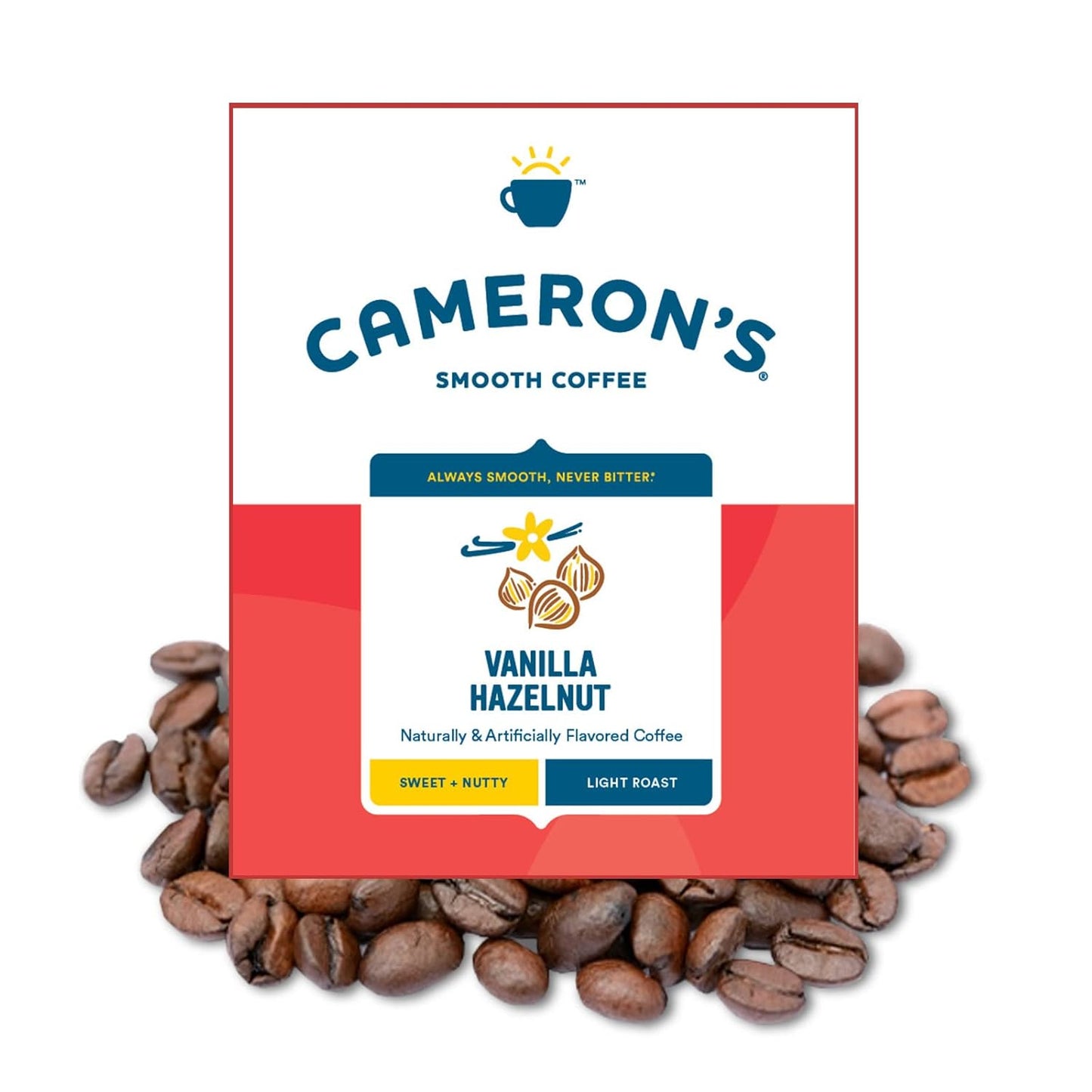 Cameron's Coffee Roasted Whole Bean Coffee, Flavored, Vanilla Hazelnut, 4 Pound