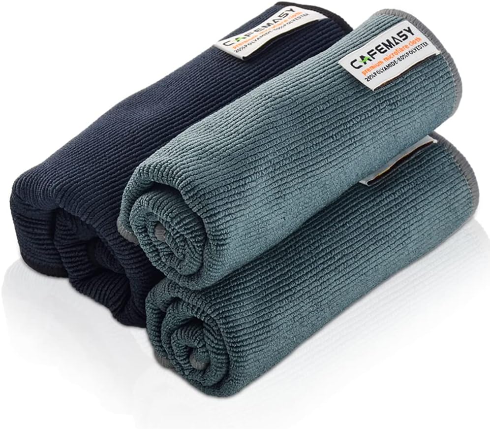 CAFEMASY Barista Cleaning Towel with Hook Set Pack of 3pcs Soft Barista Mirco Fiber Cloth for Cleaning Espresso Coffee Machine Steam Wand and Coffee Bar Counter
