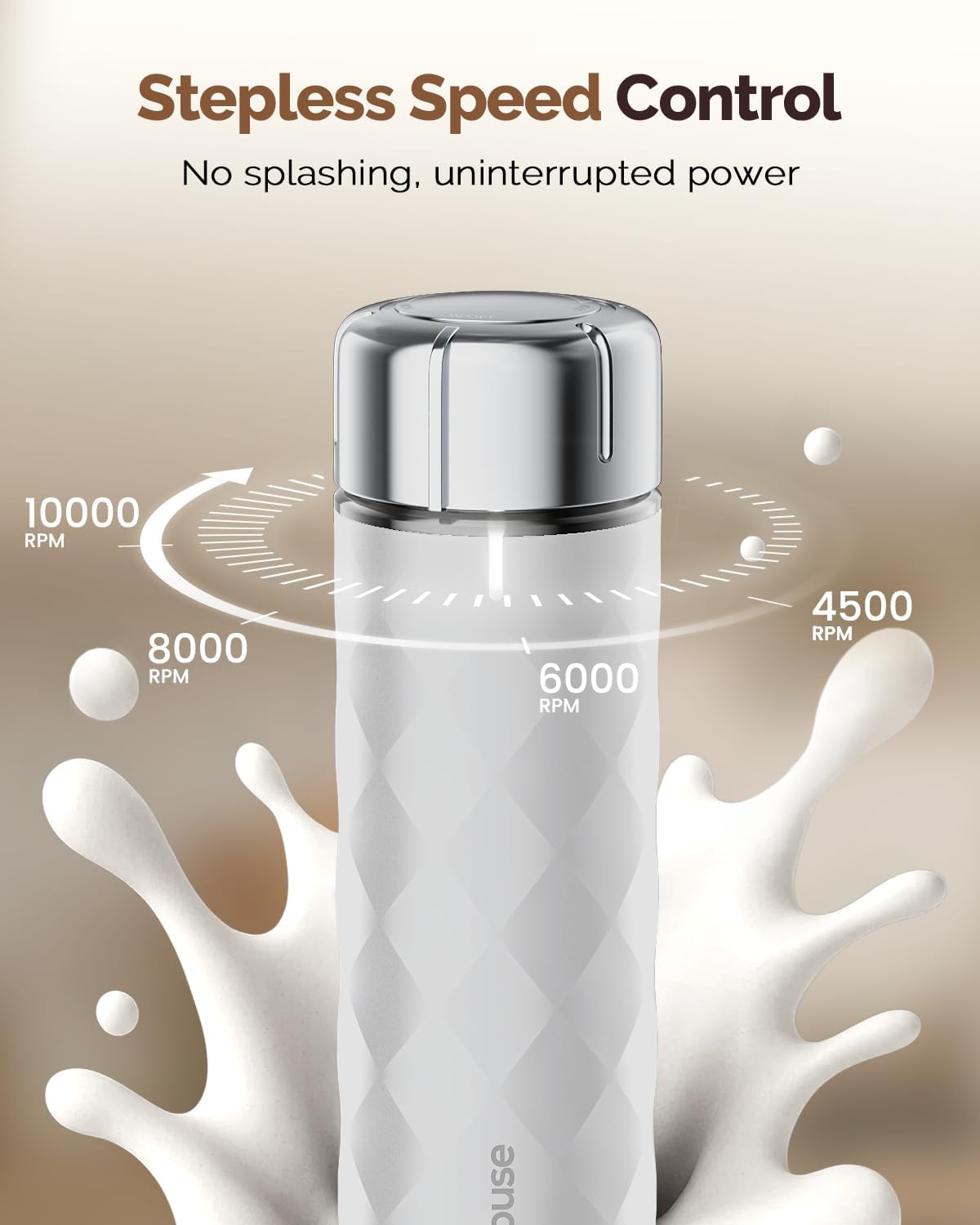 Maestri House Rechargeable Milk Frother with Stepless Speed Control, LunaFro 2.0 Handheld Electric Foam Maker Waterproof Drink Mixer Foamer for Lattes, Cappuccino