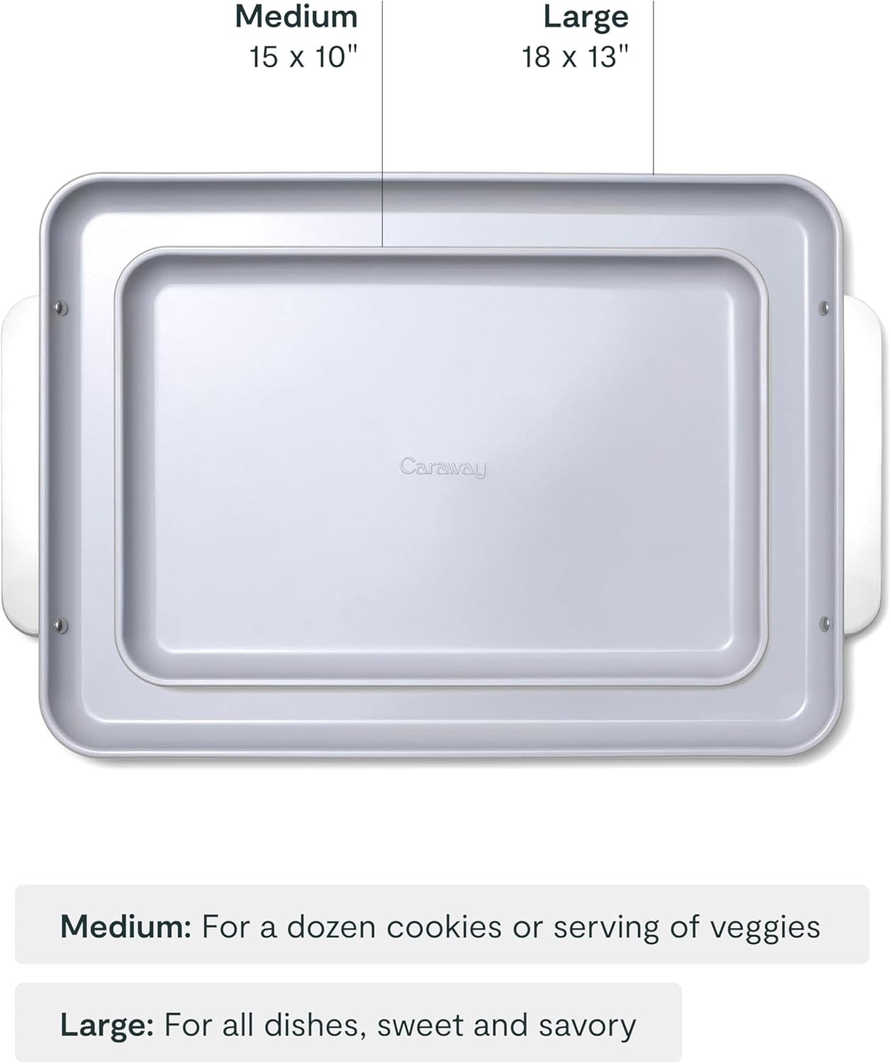 Caraway Non-Stick Ceramic Baking Sheet Duo - Naturally Slick Ceramic Coating - Non-Toxic, PTFE & PFOA Free - 18 x 13" Large & 15 x 10" Medium - Sage