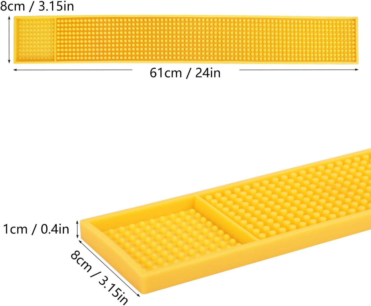 6 Pack Rubber Bar Mats, 24" x 3.15" Yellow Bar Service Spill Mat for Countertop Bartending, Efficient and Stylish Solution