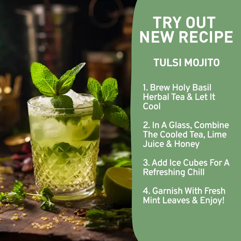 HANDPICK, Holy Basil Tea Bags (100 Count) Caffeine Free, Non-GMO Tulsi Leaves- Tulsi Tea | Round Herbal Tea Bags