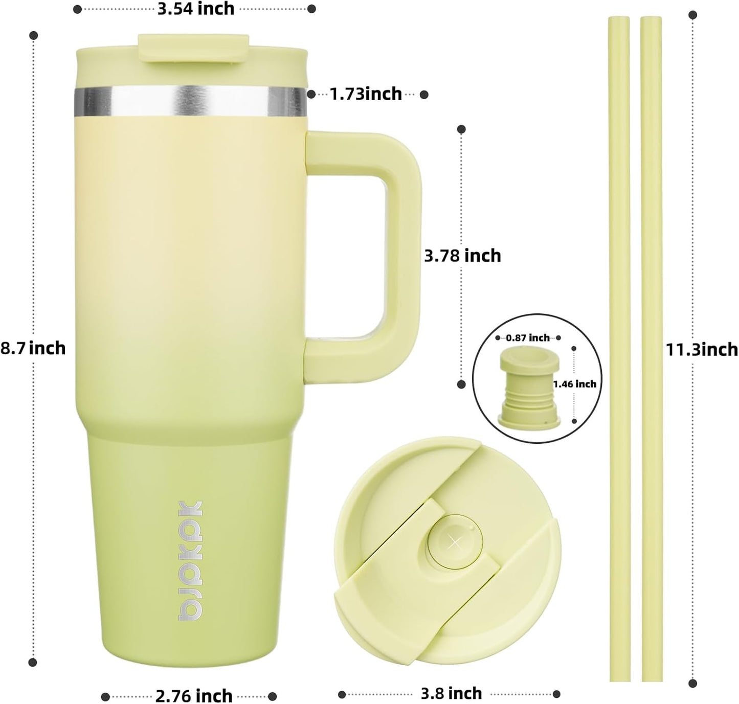 BJPKPK 30 oz Tumbler With Handle Insulated Tumblers With Lid And Straw Stainless Steel Thermal Cup,Lime