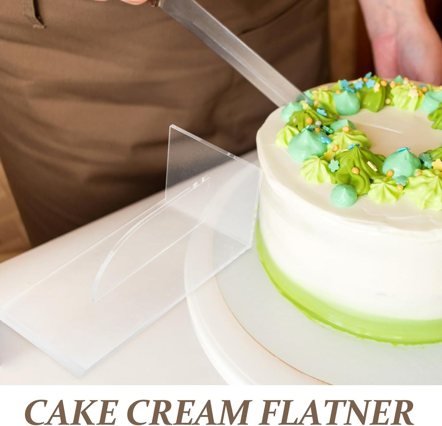 jojofuny Transparent Acrylic Cake Scraper Smoother, Baking Tool for Cake Decoration, Fondant Smoother, Bakery Supplies, Frosting Tools, 8.66 X 3.93 X 3.14 Inch