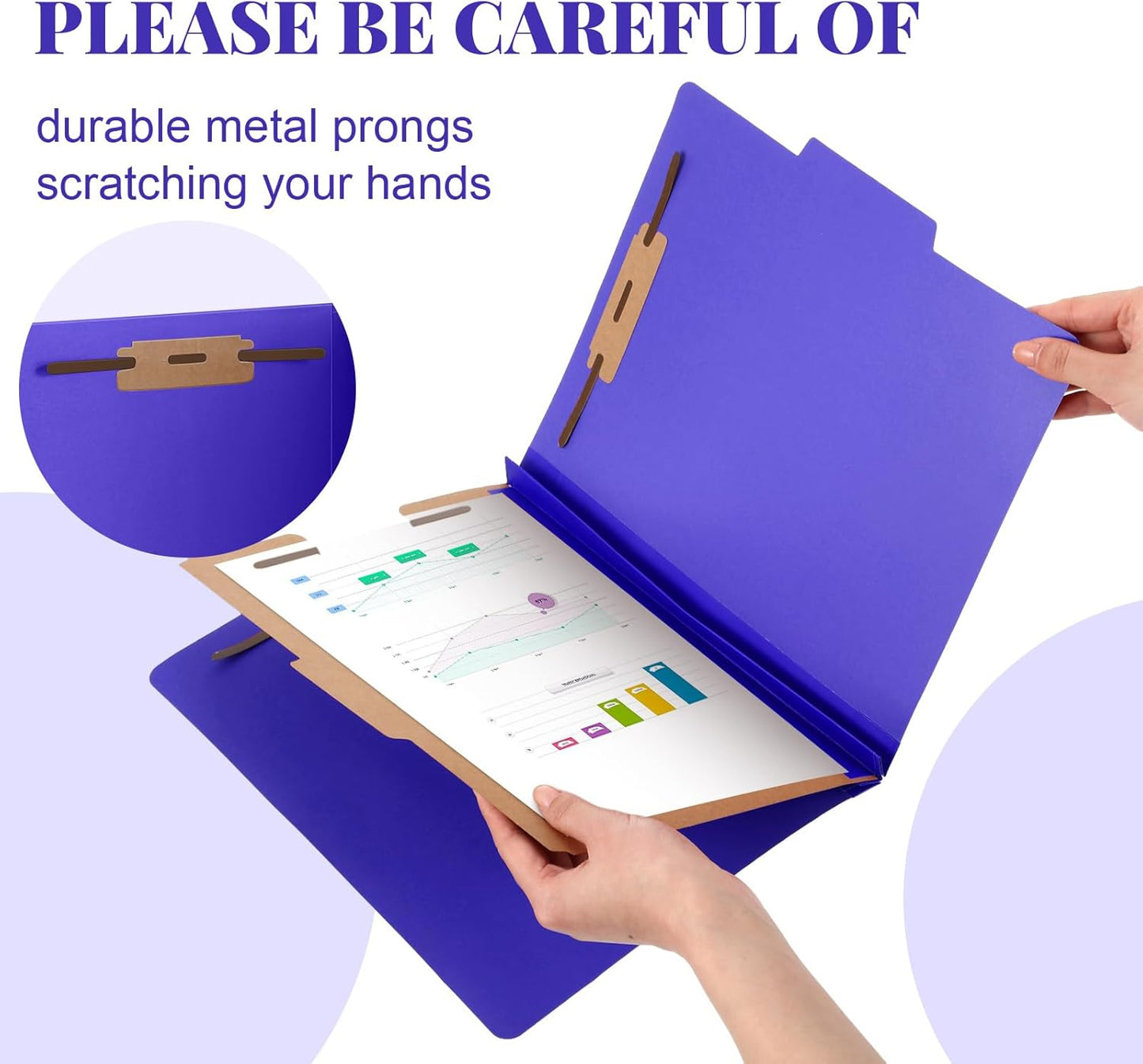 24 Pcs Classification Folders Letter Size, Back to School Supply for Teacher, Student, 1 Divider Pressboard File Folder Bulk with 2 Fasteners, 3.5 Inch Expanding File Organizer (Purple)