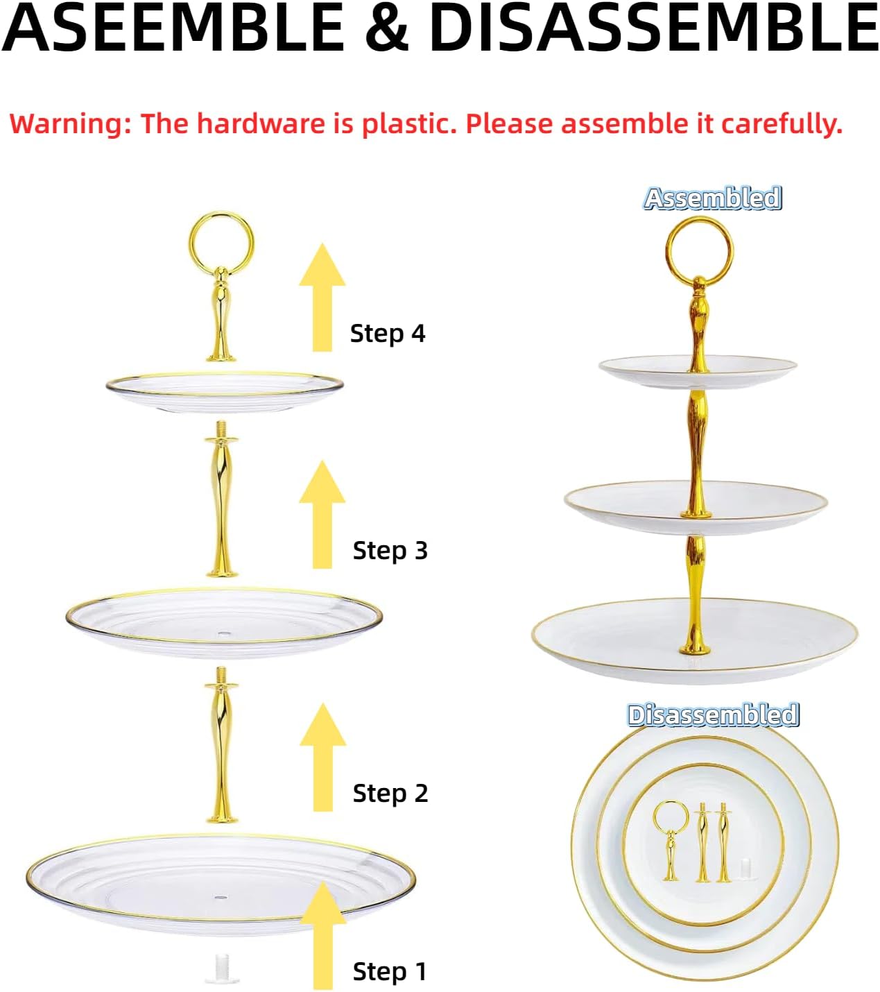 5 Pcs Dessert Table Stand Set - 2x Small 3 Tier Plastic Cupcake Display Stands Cookie Tray Rack Serving Tower & 3x Trays for Wedding Baby Shower Tea Party