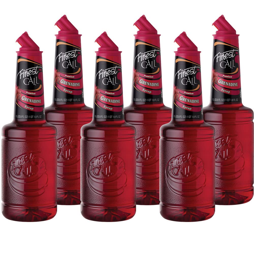 Finest Call Premium Grenadine Syrup Drink Mix, 1 Liter Bottle (33.8 Fl Oz), Pack of 6