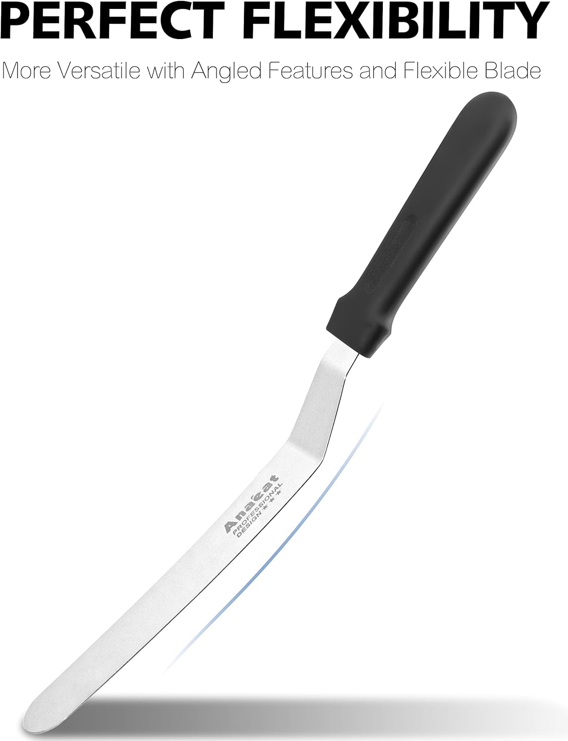 Anaeat Icing Spatula, Professional Cake Angled Offset Spatula with 10" Stainless Steel Blade - Thickened Frosting Knife with Durable Plastic Handle for Cake Decorating, Pastry & Baking