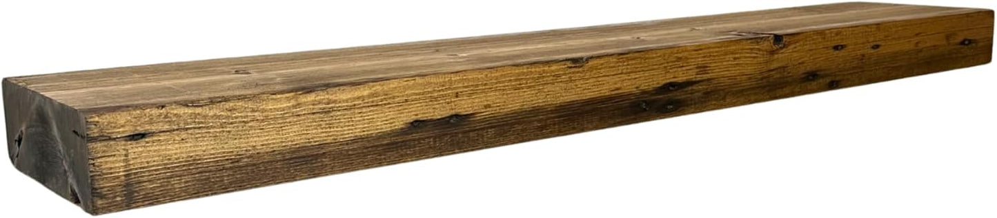 Modern Timber Craft Reclaimed Wood Floating Wall Shelf | Solid Rustic American Barnwood, Floating Shelf Brackets | 2.75" Thickness | 36" L x 8" D, Early American, Planed and Sanded, 3 Pack
