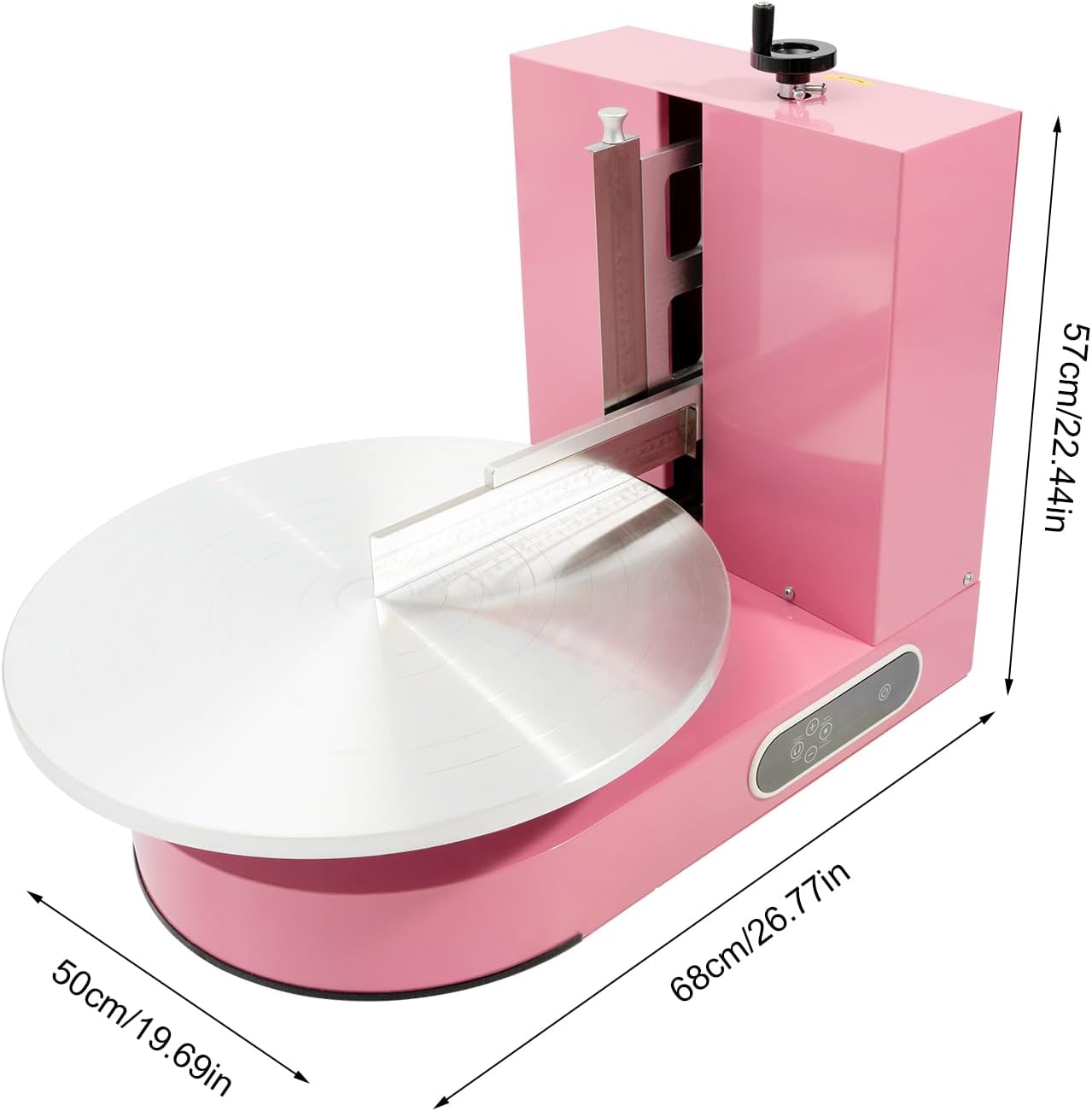 Automatic Cake Decorating Machine, Electronic Cream Coating Spreading Smooth Machine with Graduated Scraper 0-320RPM Rotating Speed,Cake Bread Spreader Machine for 4-16inch Cakes,Pink