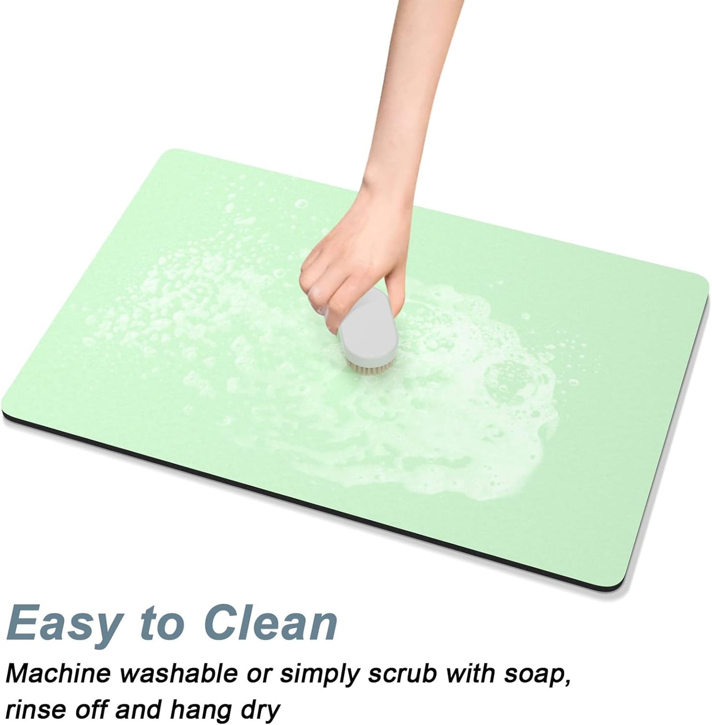 Rnivvi Coffee Mat, 12" x 19" Coffee Bar Mats for Espresso Machine Station Accessories and Organizer, Hide Stain Rubber Backed Absorbent Dish Drying Pad for Kitchen Counter, Cute Bar Decor Pad, Green