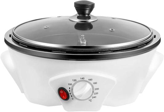 Coffee Roaster Machine for Home Use, 800W Tostadora De Cafe Coffee Bean Roaster Adjustable Temperature with Stir Bar And Glass Cover for Beans, Red Beans, Nuts