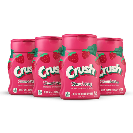 Crush, Strawberry, Liquid Water Enhancer – New, Better Taste! (4 Bottles, Makes 96 Flavored Water Drinks) – Sugar Free, Zero Calorie