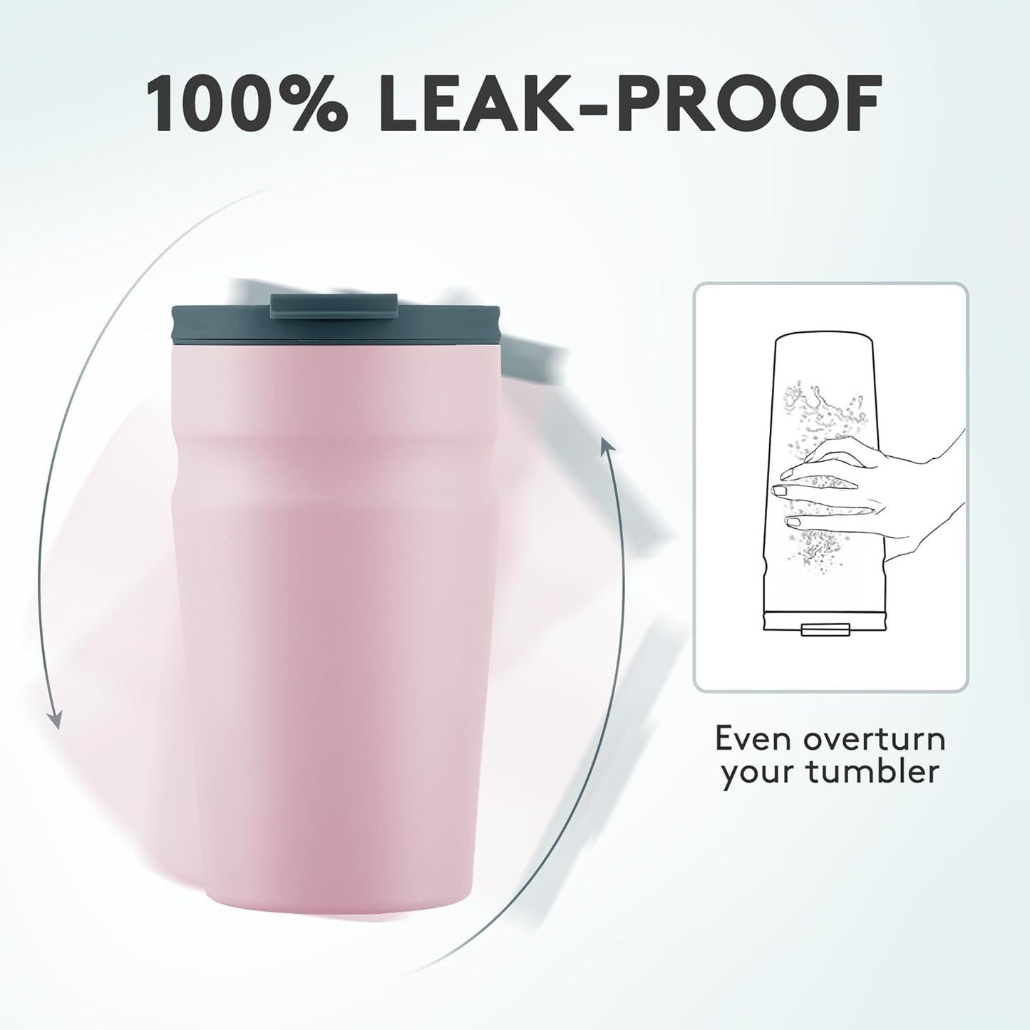 COKTIK 16oz Insulated Tumbler with Lid and Straw 2 Lids (Straw/Flip) Iced Coffee Cup Reusable Stainless Steel Travel Mug Water Bottle Cupholder Friendly for Women Men Her Him (Blush)