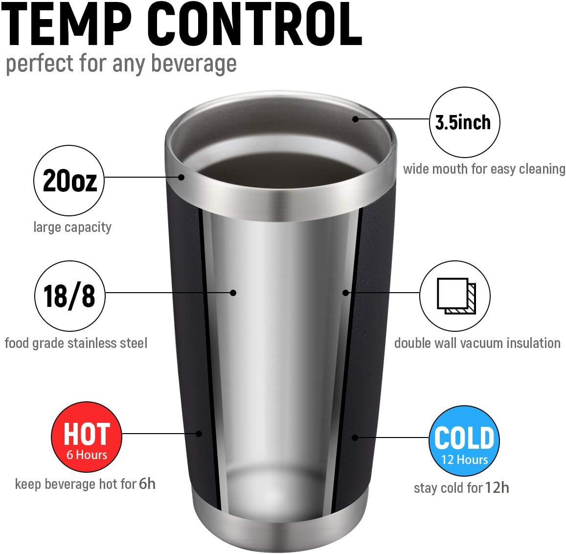COMOOO 20oz Tumbler with Straw Stainless Steel Insulated Coffee Tumbler Cups Double Wall Vacuum Travel Coffee Mug with Splash Proof Sliding Lid for Hot Cold Drinks (Mix Color,4 Pack)