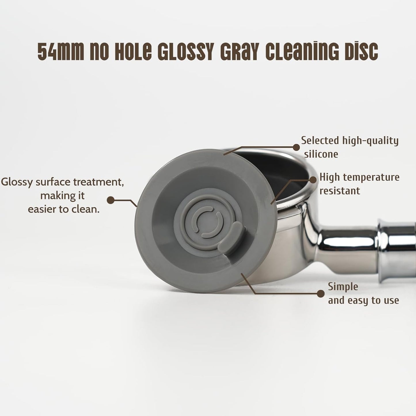 54mm Cleaning Disc Replacement for Breville Espresso Backflush Cleaning Disc for Breville Compatible with BES870/BES878/BES876/BES840/BES880/BES881/BES810/881 (54mm Glossy Gray (No Holes))