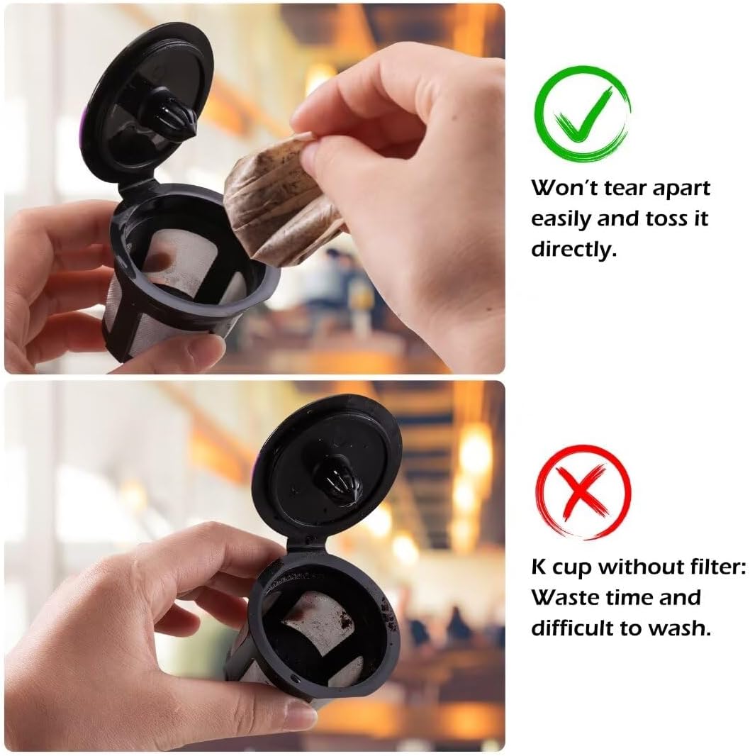 Disposable Paper Coffee Filters, Paper Filters for Keurig Single Brewer Reusable Cups, K-cup Coffee Pods, Fits All Brands Reusable K Cups (300)…