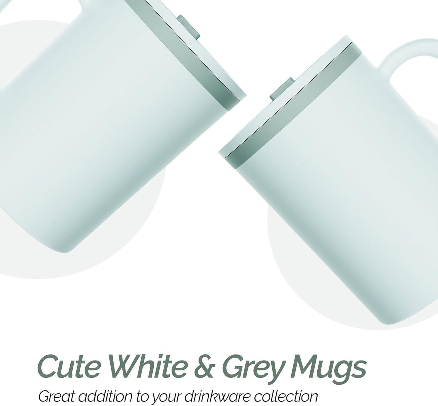 Copco Iconic 16oz Double Wall Insulated Desk Mug with Lid & Handle, Set of 2, BPA-Free Reusable Plastic, Spill-Proof, Microwave & Dishwasher Safe, Wide Mouth, Cup Holder Friendly (Grey)