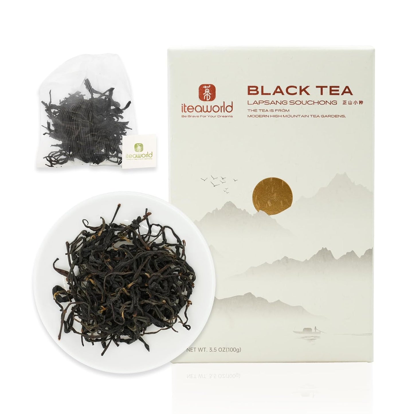 iTeaworld China Lapsang Souchong Loose Leaf Black Tea No smoky flavor smooth light floral and fruity aroma 100g Free 20 Tea Bags