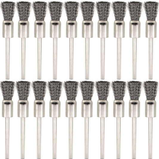 20PCS Wire Brushes - Metal Rust Removal, Polishing, Cleaning - 8mm Diameter, 3mm Shaft - Removes Burrs, Dust, and Oxide Layer - Handles Rough Surfaces - Designed for Industrial and DIY Enthusiasts