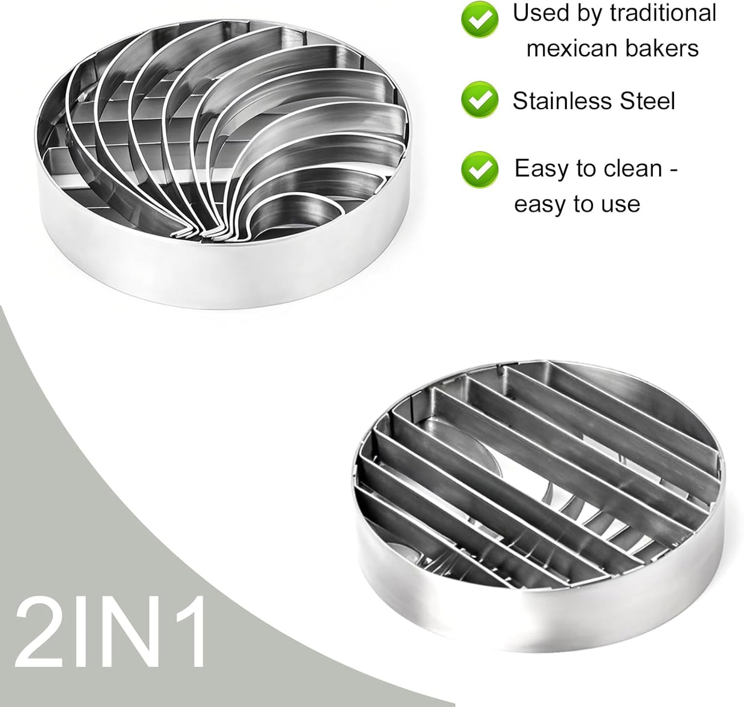 Concha Cutter Mexican Bread Mold - 4.1 Inch Stainless Steel, Two-Sided Concha Stamp for Pan Dulce, Premium Metal Bread Shape Cutter, Cortadora De Pan Mexicano