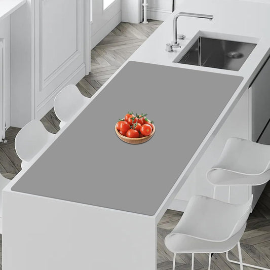 35.4''x23.6''(90cmx60cm) Extra Large Silicone Mat for Kitchen Counter, Heat Resistant Countertop Protector, Non-Slip Waterproof Kitchen Island Mat, Easy to Clean, Light Gray