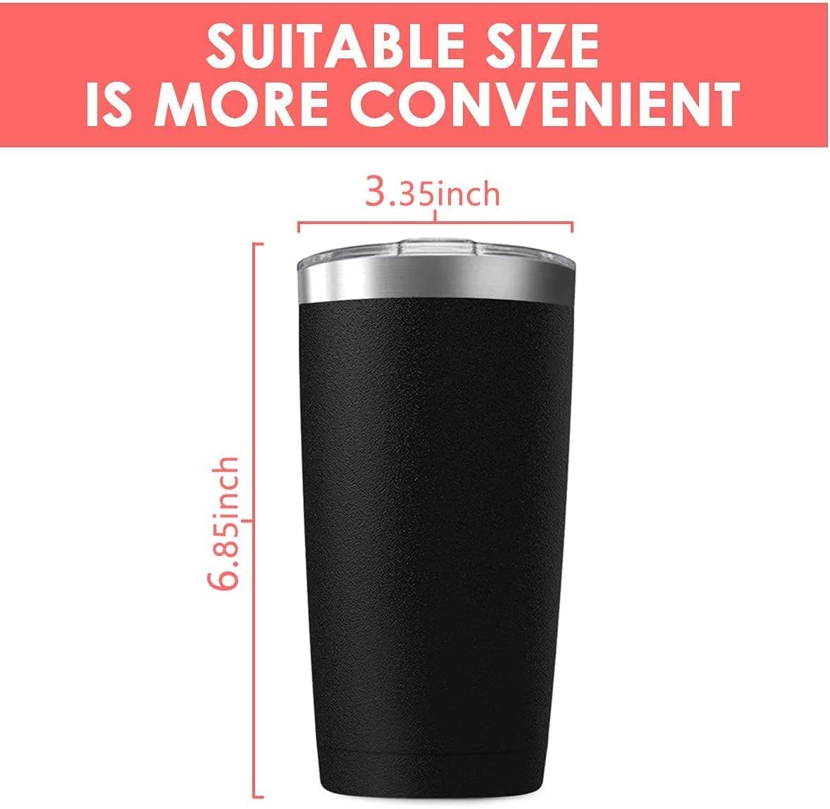 16 Pack 20oz Tumbler Vacuum Insulated Travel Mug with Lids, Stainless Steel Double Wall Bulk Cup for Home, Office, Outdoor Suitable for Vehicle Cup Holders (Black)