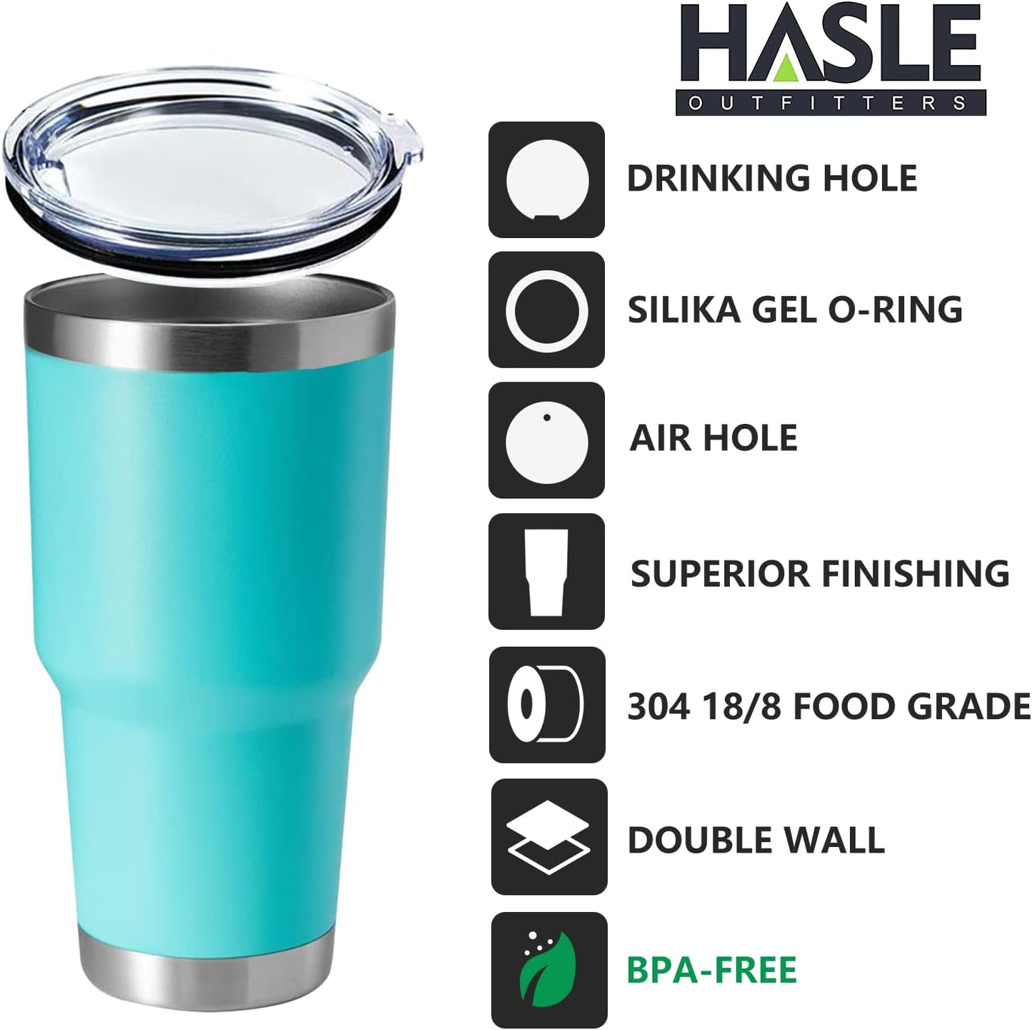 HASLE OUTFITTERS 30oz Stainless Steel Tumbler, Double Wall Vacuum Insulated Travel Mug Tumbler, Durable Insulated Coffee Mug, Gift Box Set (Light Green, 8)