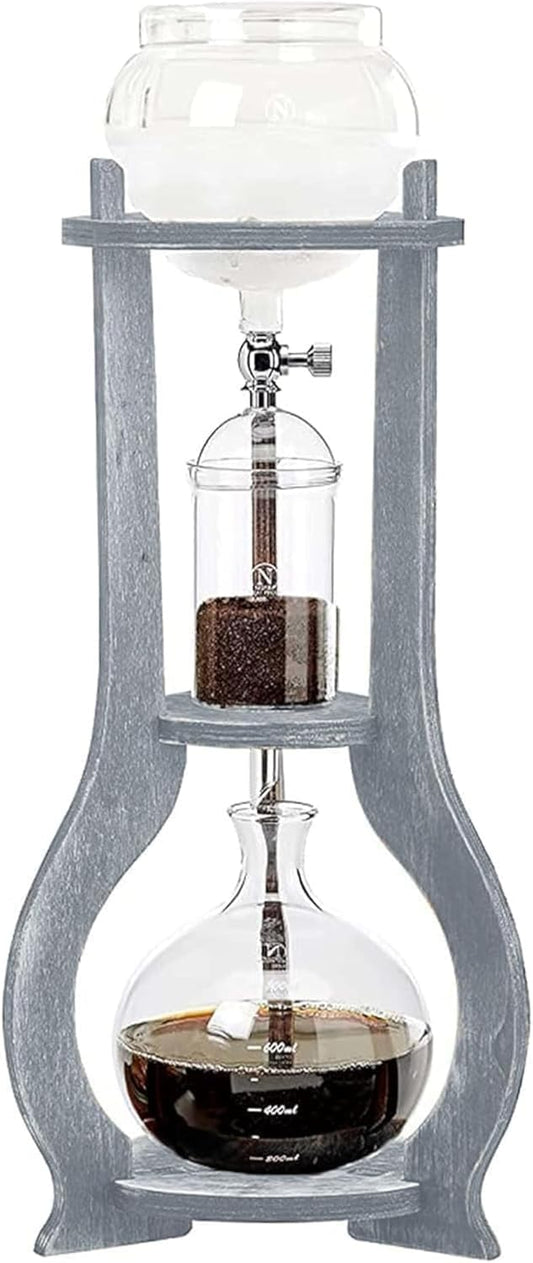 Nispira Iced Coffee Cold Brew Drip Tower Coffee Maker Wooden, 6-8 cup, Grey