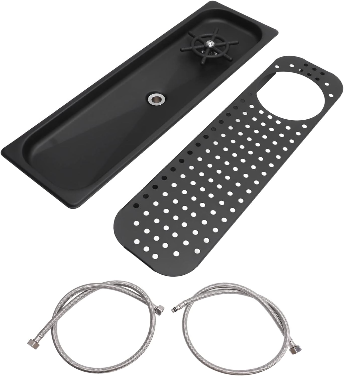 Glass Rinser, Countertop Commercial Pitcher Rinser, High Pressure Cup Washer, Stainless Steel Cup Washer with Drain Drip Tray Hose for Home Kitchen, Restaurant, Bar, Coffee