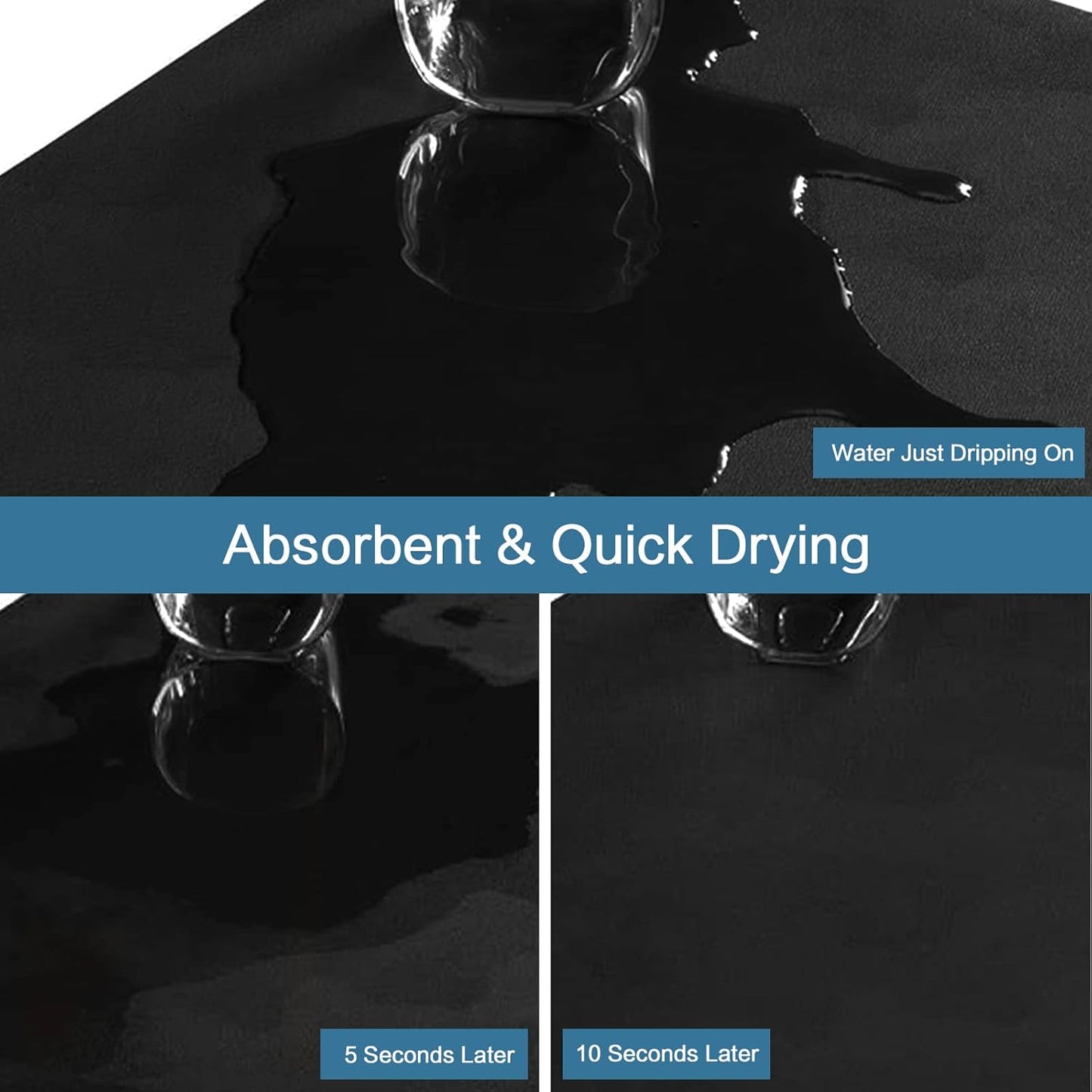 Coffee Mat 12''x19'' Dish Drying Mats for Kitchen Counter - Absorbent Hide Stain Bar Accessories Anti Spill Rubber Backed - Fits Under Coffee Maker Espresso Machine Dish Rack (Black)