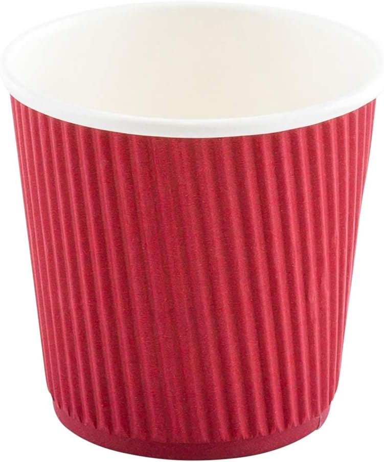 4 oz Crimson Paper Coffee Cup - Ripple Wall - 2 1/2" x 2 1/2" x 2 1/4" - 500 count box