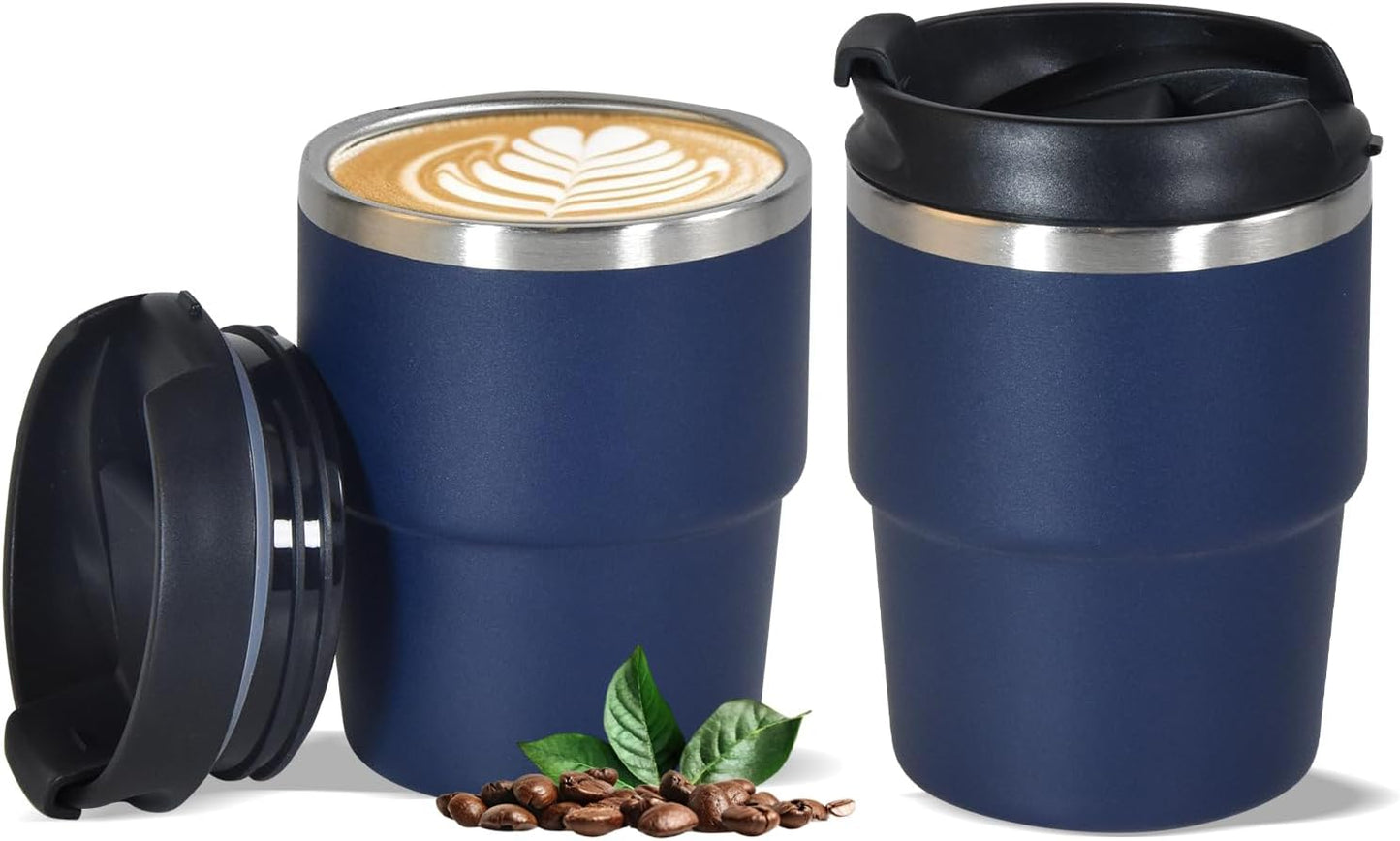 6oz Vacuum Insulated Espresso Cup Set of 2, Espresso Shot Cup for Coffee, Double Wall Stainless Steel Mini Tumbler Shot Glasses with Lid, Mini Coffee Cup