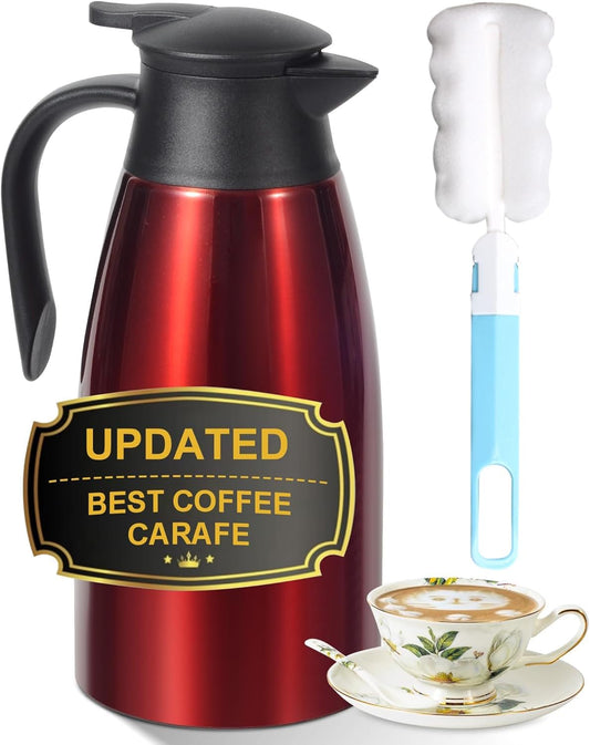 70oz Thermal Coffee Carafe, Updated Insulated Stainless Steel Coffee Carafes for Keeping Hot Coffee & Tea Hot Beverage-12Hours, Double Walled Vacuum Coffee Carafe