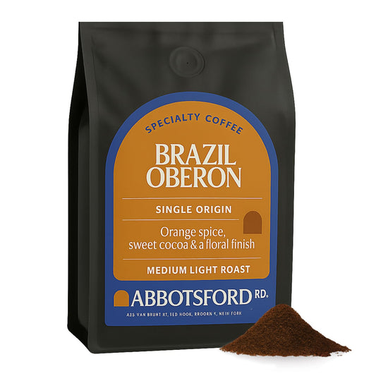 Brazil Oberon Ground Coffee, Medium Light Roast Coffee Ground with Orange Spice & Cocoa, 35.2 oz (2.2lb) Brazil Coffee Bag, Single Origin from Cerrado, Perfect for a Bright, Flavorful Brew