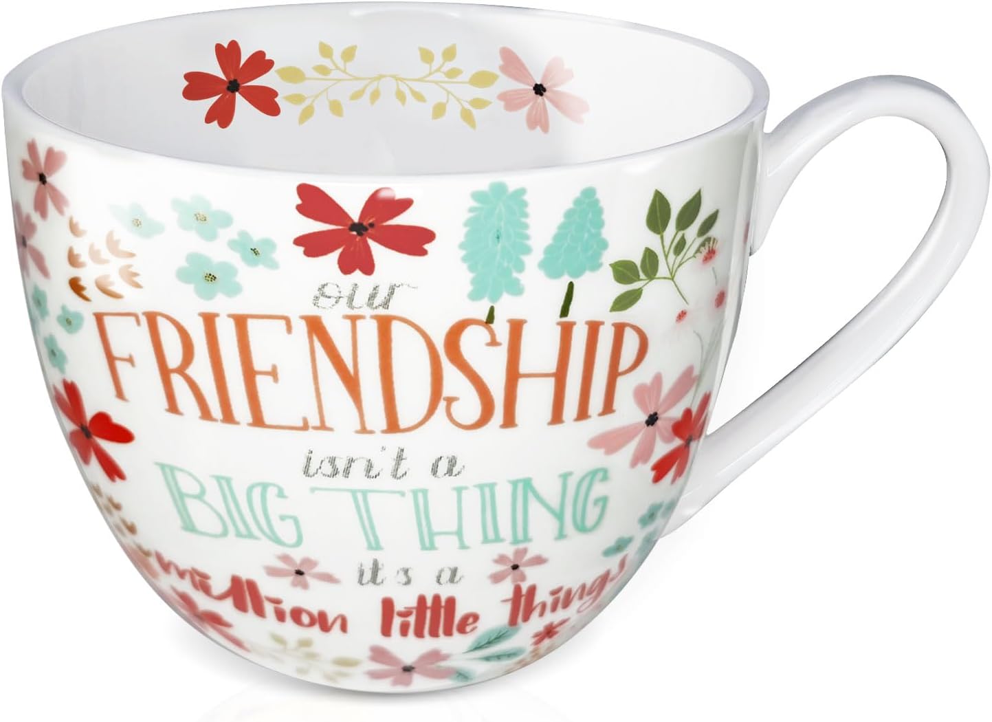 Friendship Coffee Mug, Premium 20 oz Bone China Coffee Tea Hug Mug, Perfect Birthday, Holiday, and Christmas Gift for Women and Female Friends, Designed in England by Harvest Green Studio
