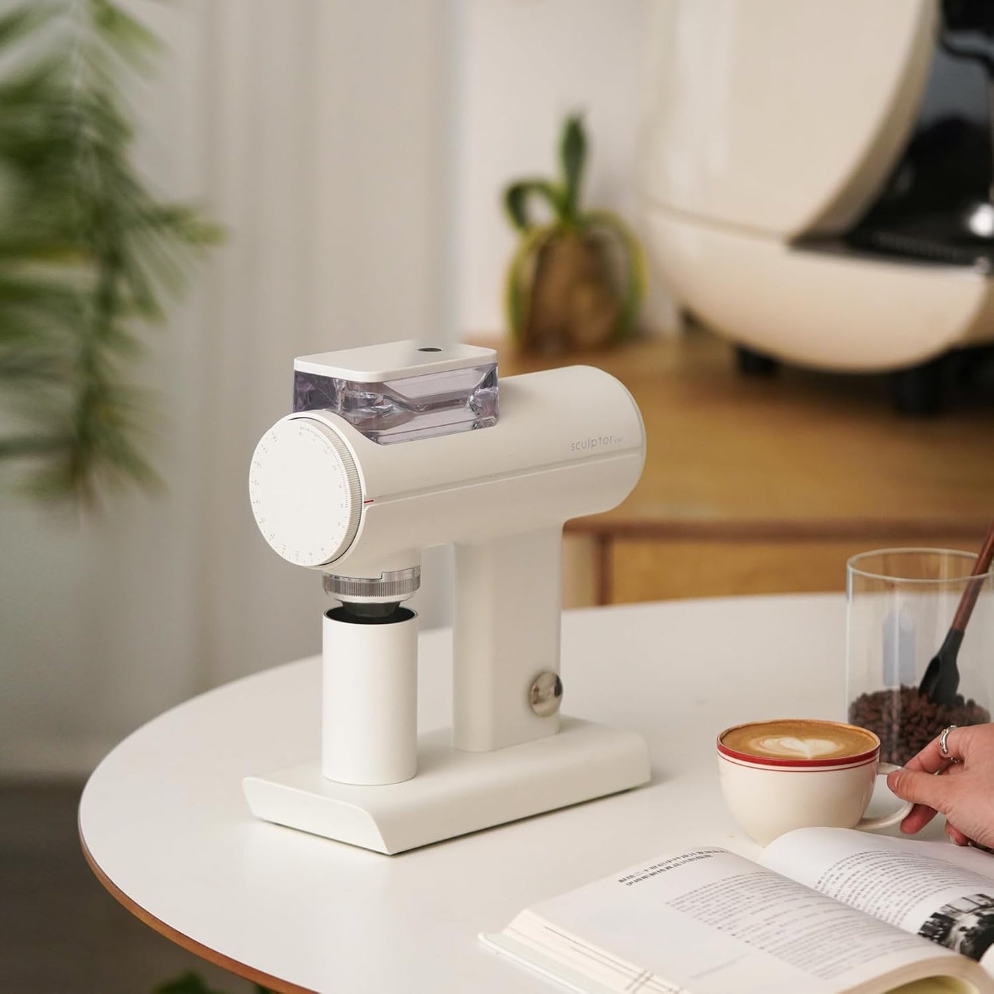 TIMEMORE Sculptor 078S Flat Burr Coffee Bean Grinder, Electric Espresso Grinder with Stepless Coarseness Adjustment, Suitable for Espresso, Pour over, French Press, Cold Brew - White