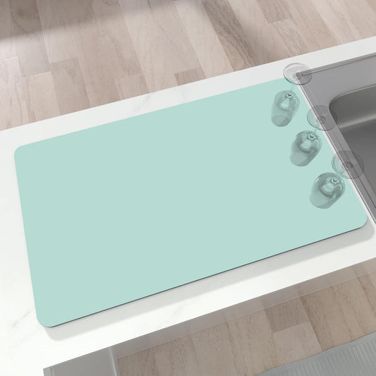 Dish Drying Mat 16" X 24", Super Absorbent & Cuttable Coffee Mats for Countertop, Kitchen Counter Mat Fits Under Coffee Maker or Machine, Hide Stain Drying Pad for Dish Drying Rack, Green