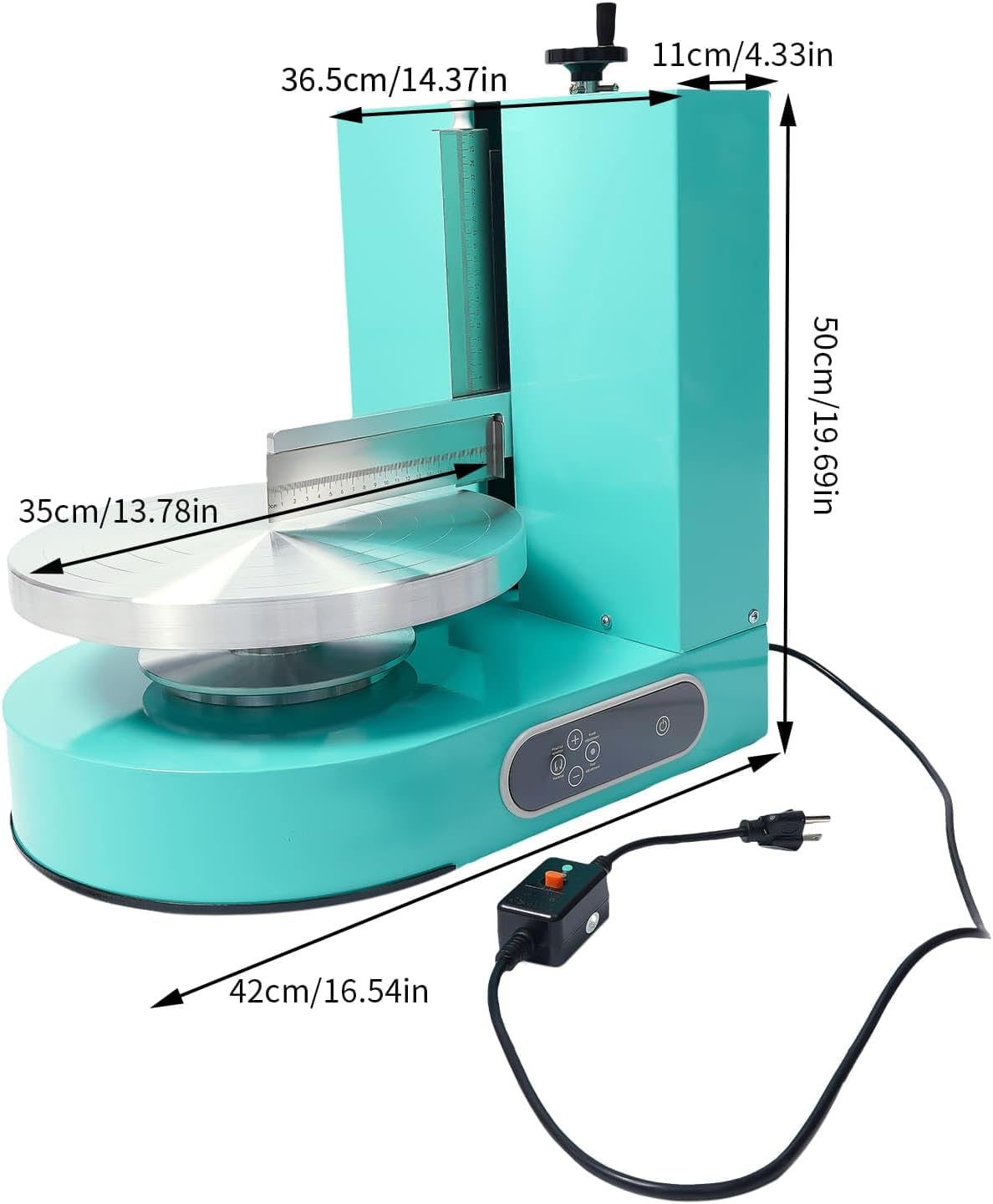 Cake Decorating Machine, Automatic Cake Cream Spreading Machine 200W for 4-12" Cakes, Cake Frosting Machine, 60-320rpm Rotating Speed, Turntable with Adjustable Scraper, LCD Display (Green)