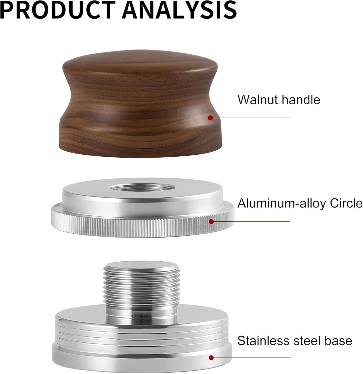 58mm Coffee Distributor, Espresso Distribution Tool, Adjustable Depth Espresso Tamper Leveler with Walnut Wood Handle Fits for 58mm Breville Gaggia E61 Portafilter