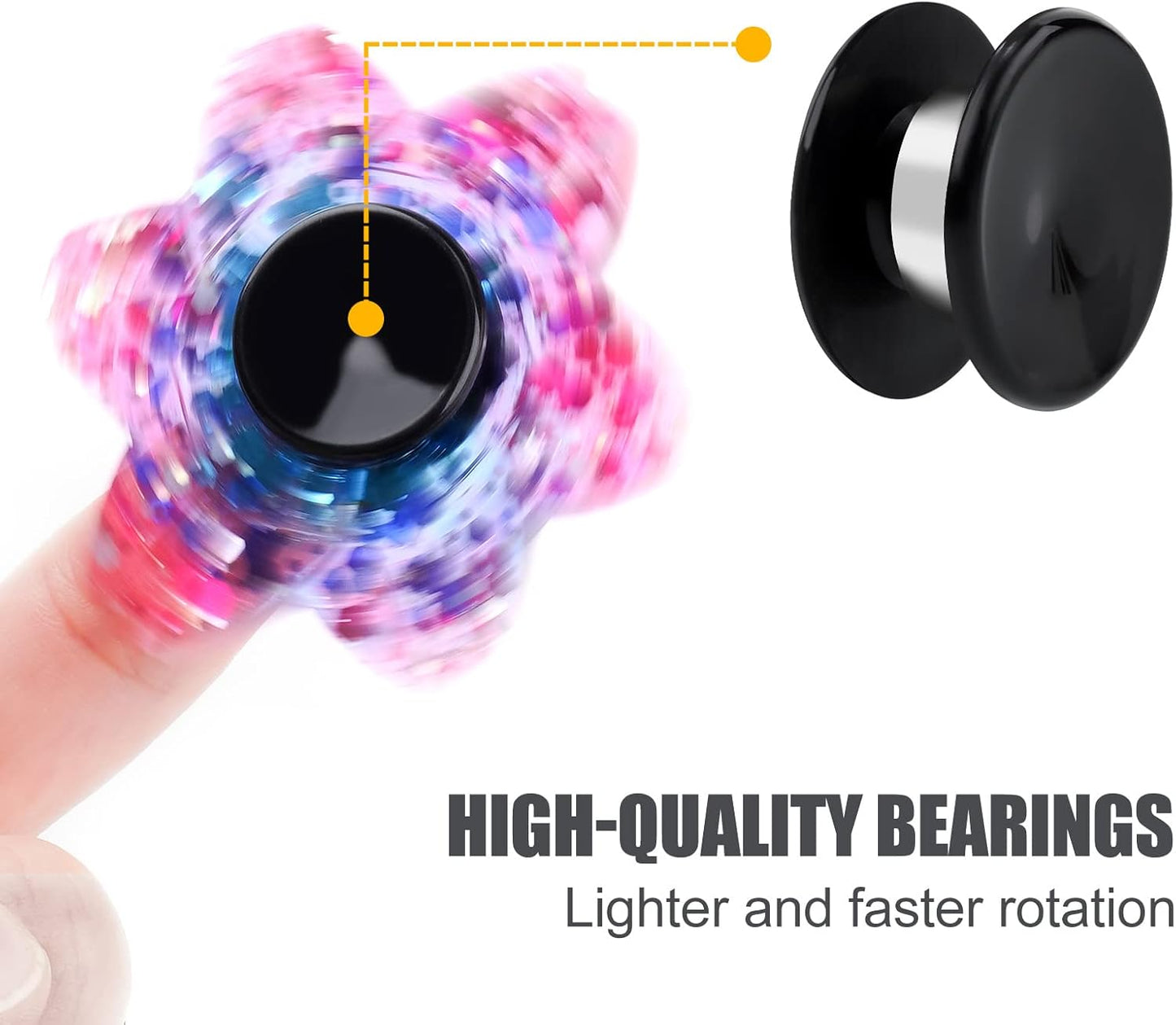 20 Pack Fidget Spinner Bearing and Cap Replacement Set, Chrome Steel Bearing Balls, High Speed 13mmx7mmx4mm Bearings Single Sealed Small Bearings for Fidget Spinner