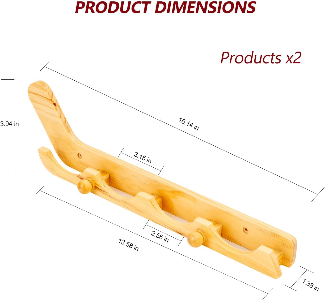 2 Pack Hockey Puck Display Cases for Father's Day Gifts, Wooden Wall Mount Holder with Hook - Hockey Puck Holder Living Room Stick Decor Accessory for Player Team Gift - burlywood